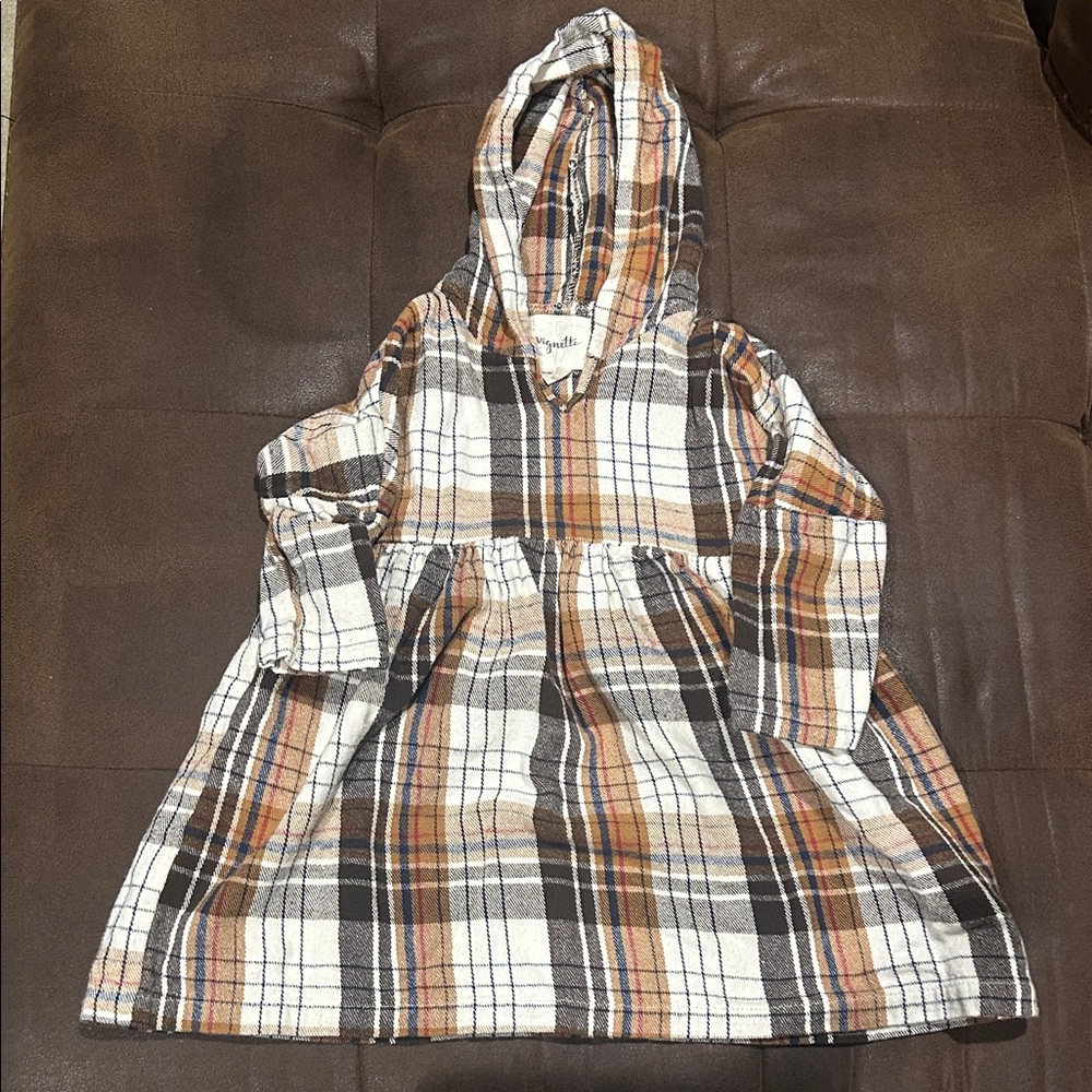 Plaid Hooded Kids Dress